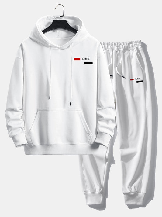 Men’s Relaxed Fit Tracksuit – Cotton Blend Hoodie and Joggers for Casual Streetwear