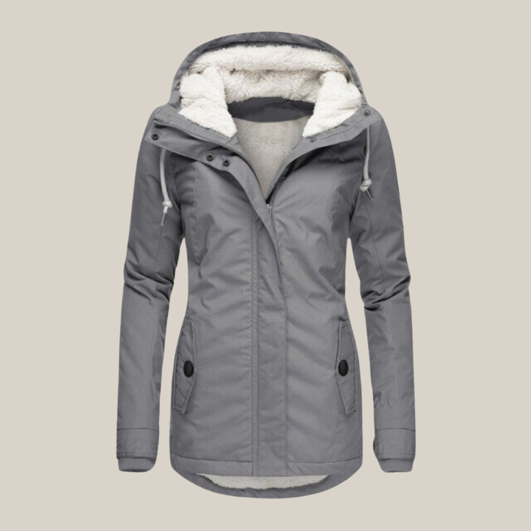 Women’s Parka – Teddy-Lined Hooded Coat with Two-Way Zip
