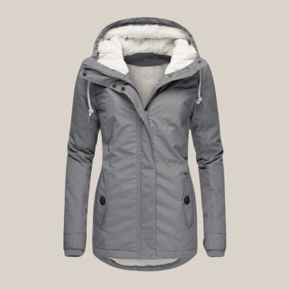 Women’s Parka – Teddy-Lined Hooded Coat with Two-Way Zip