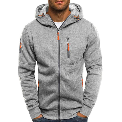 Men’s Zip-Through Hoodie – Chest Pocket with Drawcord Hood and Contrast Seams