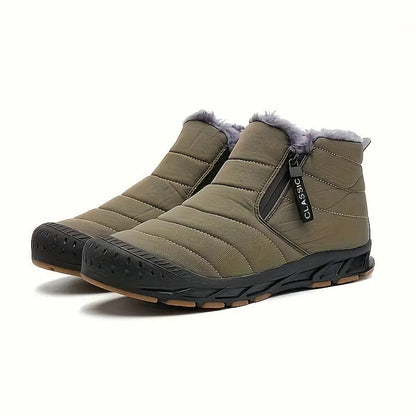 Men’s Fur-Lined Quilted Winter Boots – Warm Side-Zip Non-Slip Outdoor Shoes for Everyday Cold-Weather Wear