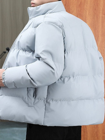 Men’s Padded Stand-Collar Winter Jacket – Thick Insulated Outerwear for Everyday Casual Cold-Weather Wear