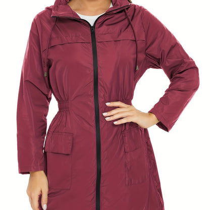Women’s Lightweight Hooded Parka Jacket – Relaxed Drawstring Layer for Cooler Seasons
