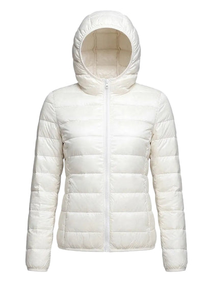 Women’s Lightweight Hooded Puffer Jacket – Packable Everyday Layer for Winter Travel