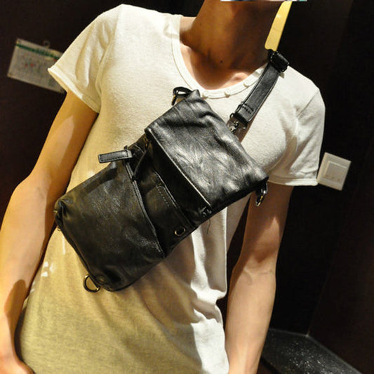 Men’s Faux-Leather Sling Bag – Multi-Pocket Crossbody Design with Adjustable Shoulder Strap
