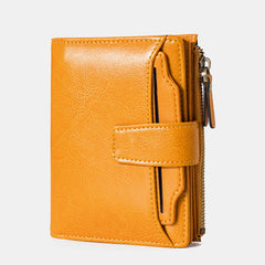 Women’s Genuine Leather RFID Wallet – Compact Zip Wallet with Multi-Card Storage and Coin Pocket