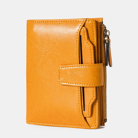 Women’s Genuine Leather RFID Wallet – Compact Zip Wallet with Multi-Card Storage and Coin Pocket