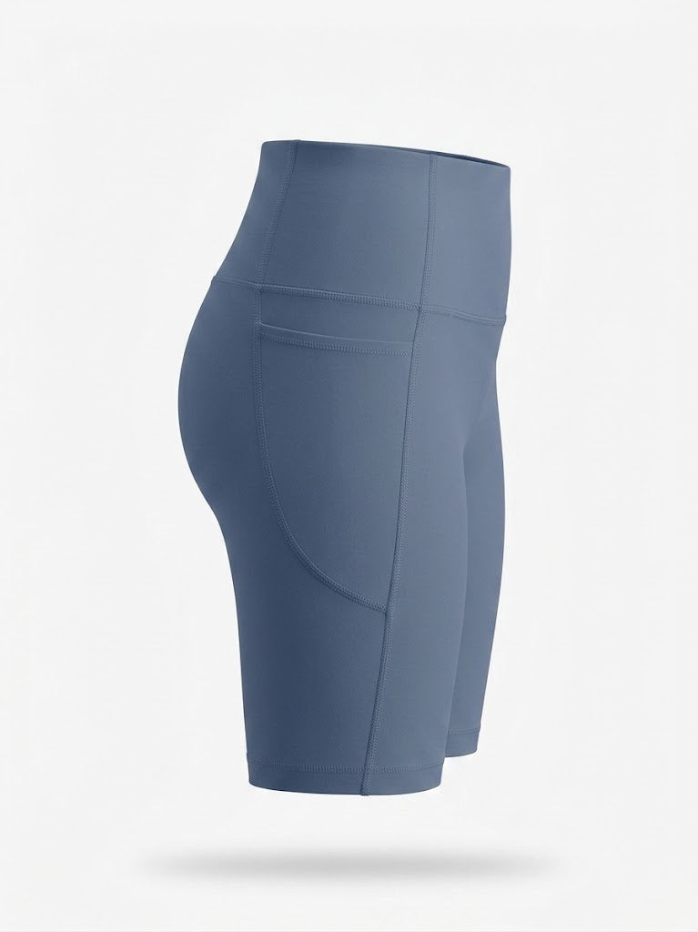Women’s High-Waisted Cycling Shorts – Stretch Pocket Activewear for Training and Running