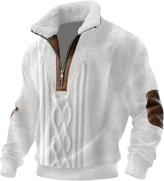 Men’s Quarter-Zip Knitted Pullover – Warm Relaxed Layer for Autumn and Winter