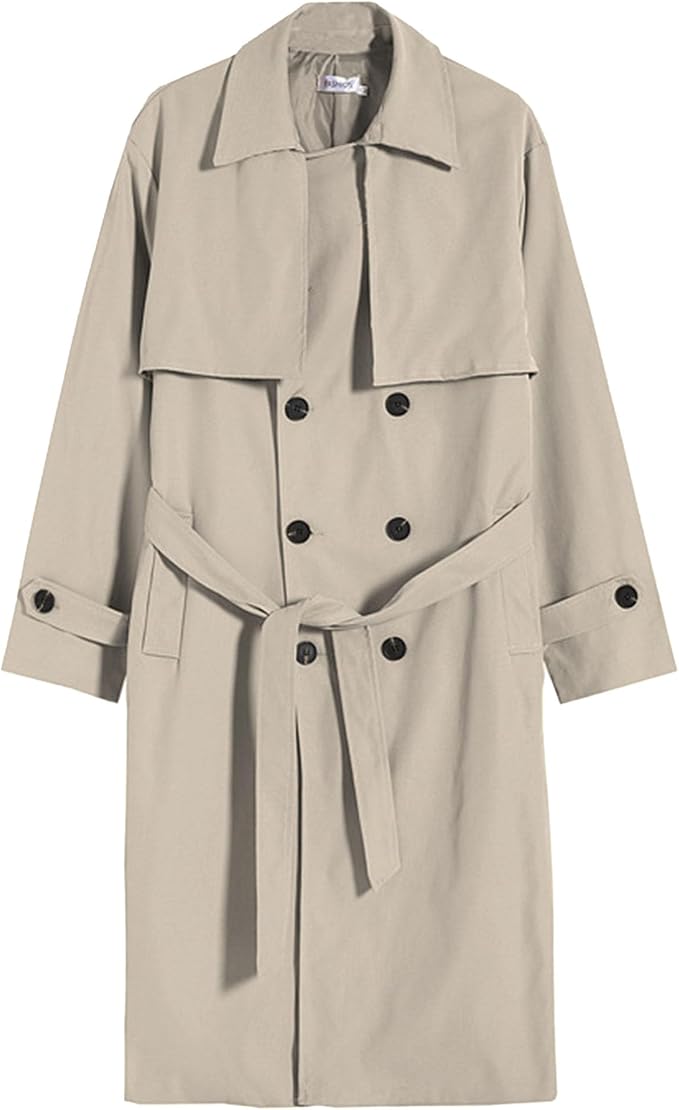 Men’s Longline Double-Breasted Trench Coat – Relaxed Tailored Layer with Wide Lapels and Storm Flap