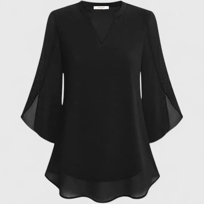 Women’s Elegant Blouse – Flowing V-Neck Blouse with Wide Flared Sleeves