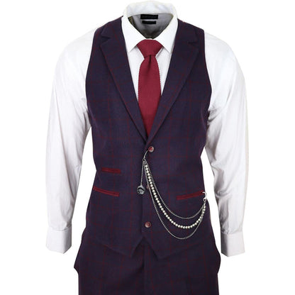 Men’s Wool Tweed Three-Piece Suit – Tailored Formal Set for Weddings and Events