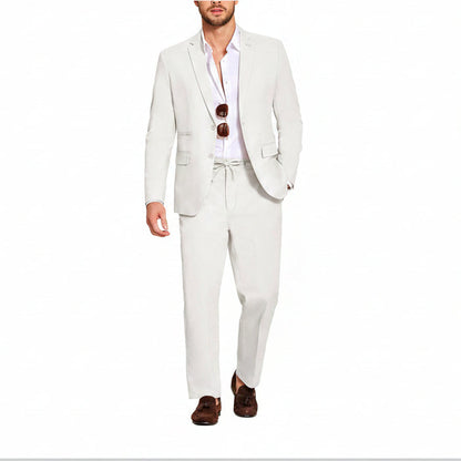 Men’s Lightweight Linen-Blend Suit Set – Relaxed Tailoring for Summer Events
