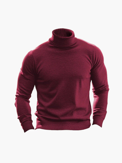 Men’s Slim Fit Roll-Neck Jumper – Stretch Knit, Machine Washable