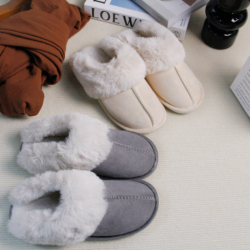 Women's Suede-Look Faux Fur Lined Platform Clog Slippers