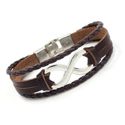 VARIANT|Brown|Braided Leather Infinity Bracelet – Brown