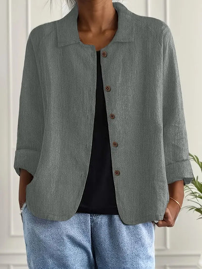 Women’s Lightweight Cardigan – Shirt Collar with Button-Through Front