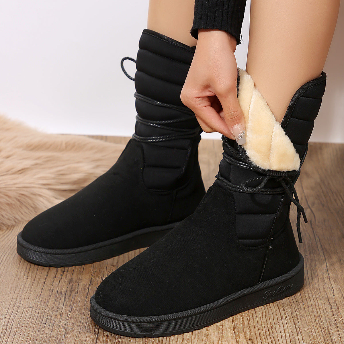 Women's Faux Fur Lined Heeled Knee-High Boots