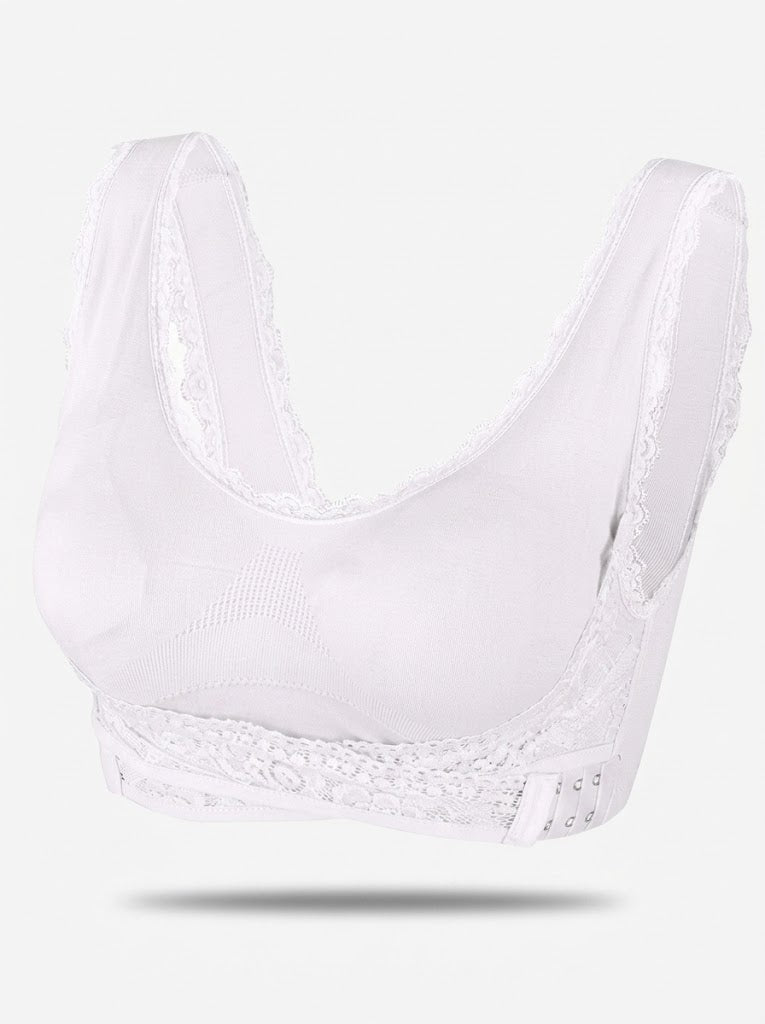 Women’s Wireless Lace Support Bra – Wide-Strap Longline Style for Everyday Comfort