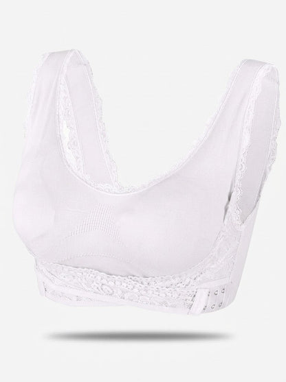 Women’s Wireless Lace Support Bra – Wide-Strap Longline Style for Everyday Comfort