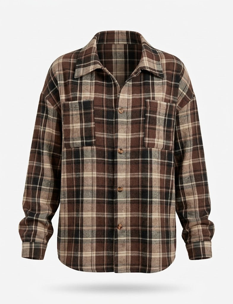 Women’s Oversized Printed Shirt – Casual Button-Front Style for Everyday Layering