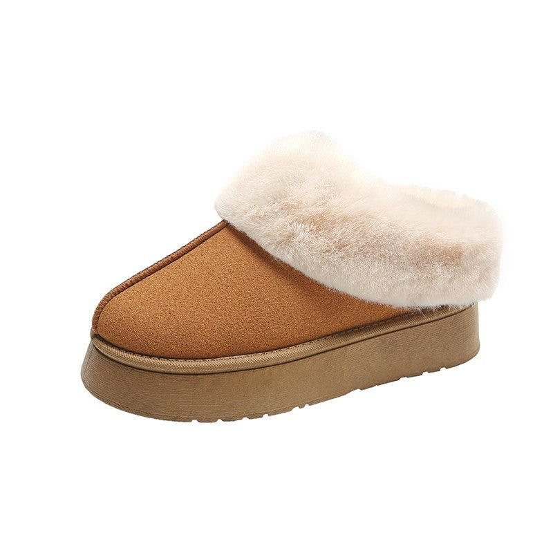 Chestnut fur cuff slipper bootie product view