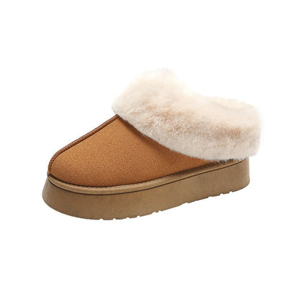 Chestnut fur cuff slipper bootie product view