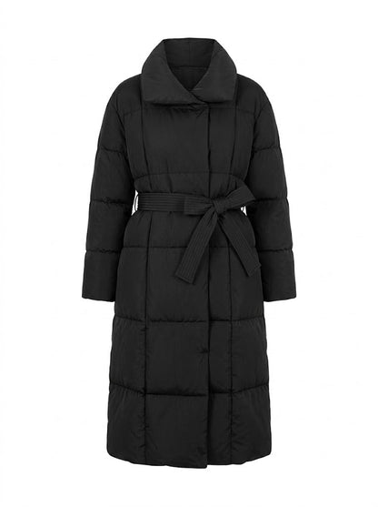 Women’s Maxi-Length Puffer Coat – Insulated High-Collar Winter Outerwear for Refined Cold-Weather Dressing