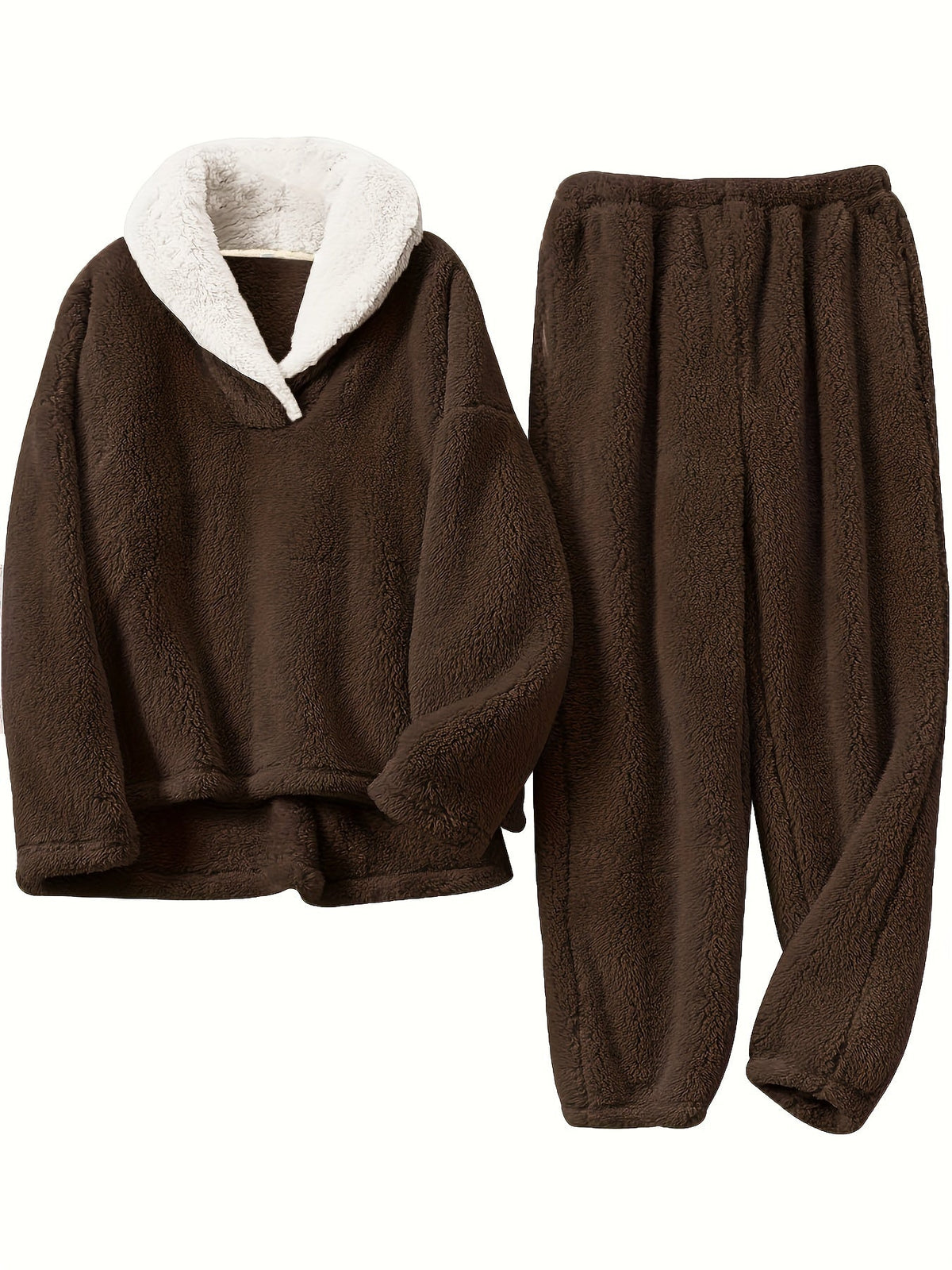 Women’s Lounge Set – Shawl Collar Top with Elasticated Waist