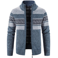Men’s Warm Knitted Zip-Up Jacket – Soft Stand-Collar Sweater for Autumn and Winter Layering