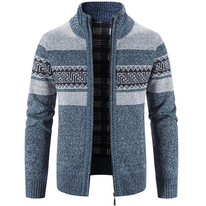 Men’s Warm Knitted Zip-Up Jacket – Soft Stand-Collar Sweater for Autumn and Winter Layering