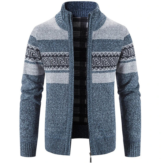 Men’s Warm Knitted Zip-Up Jacket – Soft Stand-Collar Sweater for Autumn and Winter Layering