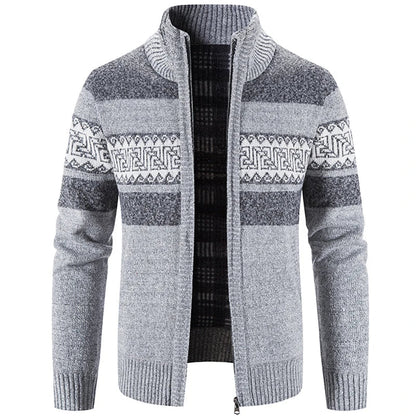 Men’s Warm Knitted Zip-Up Jacket – Soft Stand-Collar Sweater for Autumn and Winter Layering