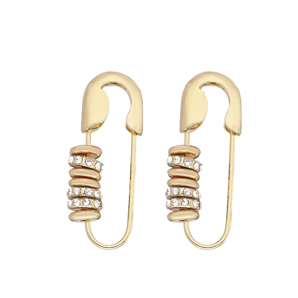VARIANT|Gold/White|Safety-pin drop earrings – Gold/White