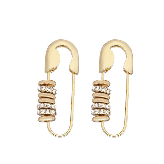 VARIANT|Gold/White|Safety-pin drop earrings – Gold/White