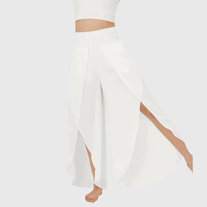 Women’s High-Waisted Wide-Leg Split Trousers – Flowing Boho Summer Style for Holidays and Beachwear