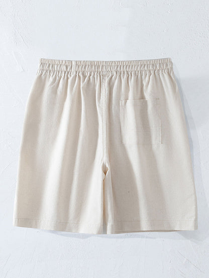 Men’s Textured Waffle Resort Set – Button Shirt with Linen Cotton Drawstring Shorts