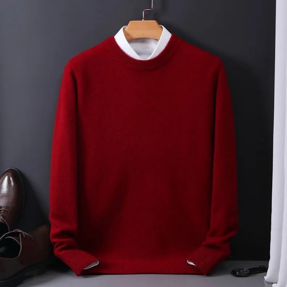Men’s Classic Crew-Neck Winter Sweater – Soft Long-Sleeve Knit with Ribbed Trims for Smart Casual Wear