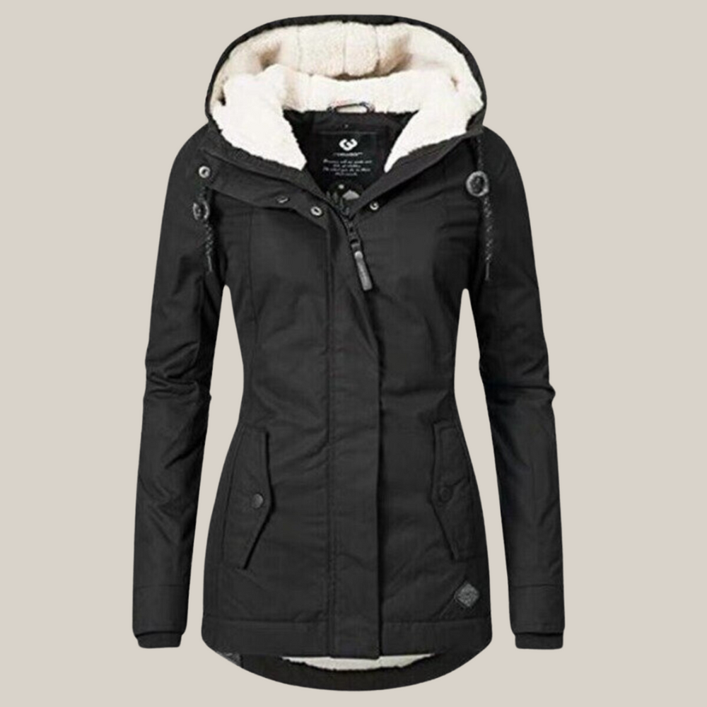 Women’s Parka – Teddy-Lined Hooded Coat with Two-Way Zip