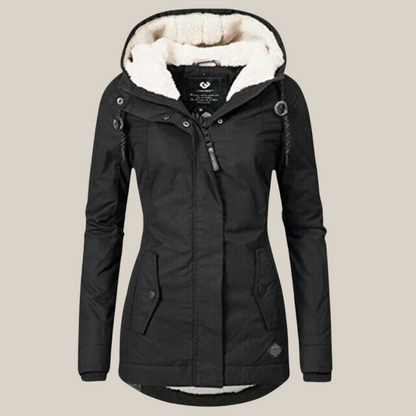 Women’s Parka – Teddy-Lined Hooded Coat with Two-Way Zip