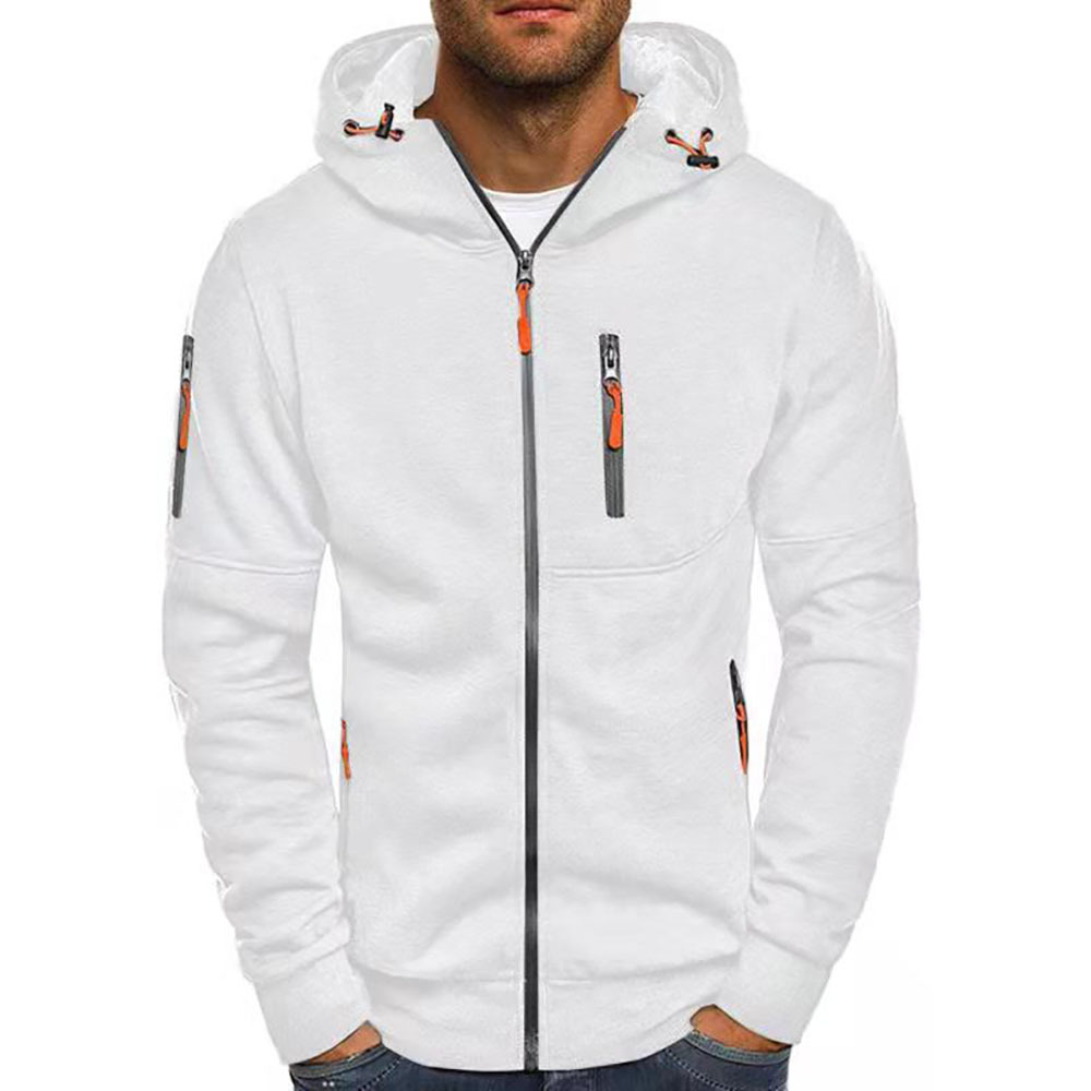 Men’s Zip-Through Hoodie – Chest Pocket with Drawcord Hood and Contrast Seams