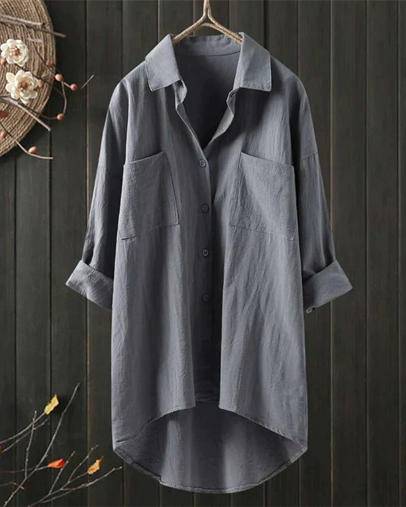 Women’s Elegant Shirt Blouse – Button-Through with Long Sleeves