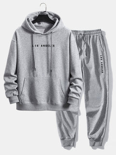 Men’s Relaxed Cotton Blend Hoodie Tracksuit – Printed Jogger Set for Casual City Wear