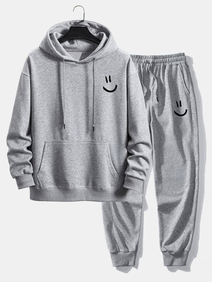 Men’s Casual Hoodie and Jogger Tracksuit – Relaxed Cotton Blend Set for Weekends
