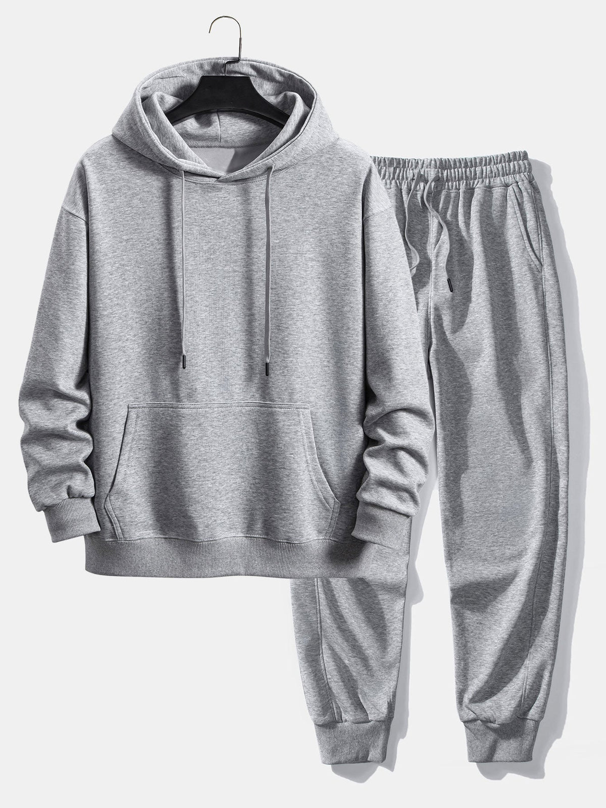 Men’s Basic Tracksuit Set – Pullover Hoodie and Cuffed Joggers for Daily Comfort
