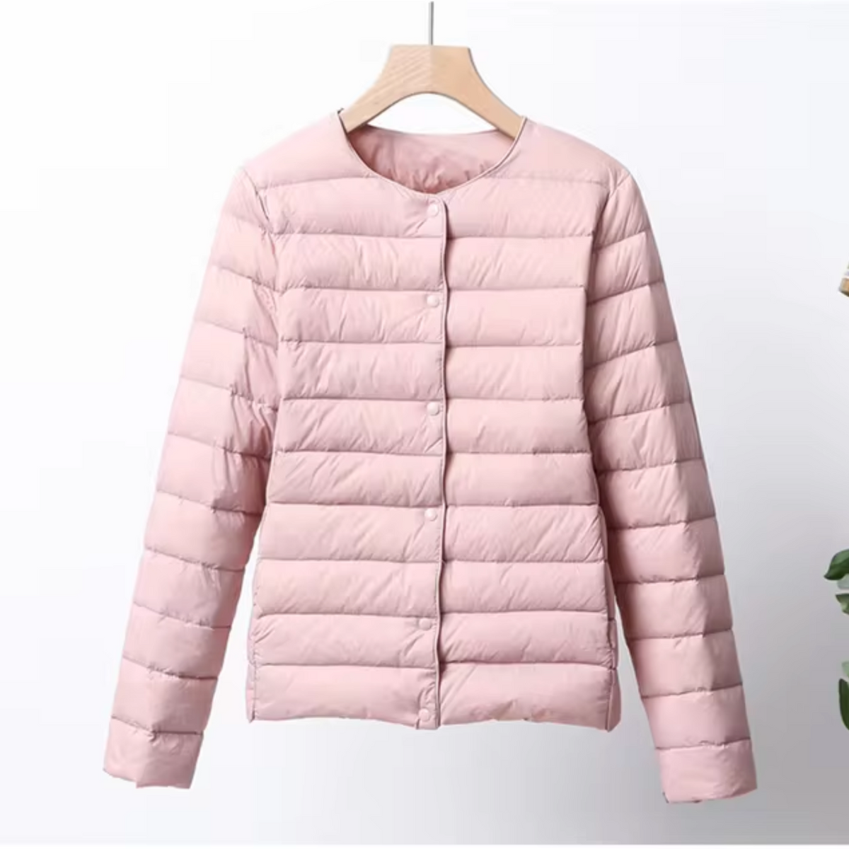 Women’s Lightweight Quilted Down Jacket – Collarless Layer for Transitional Weather