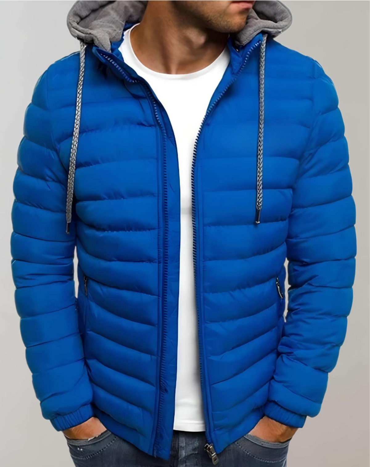 Men’s Lightweight Hooded Puffer Jacket – Quilted Zip Layer for Transitional Wear