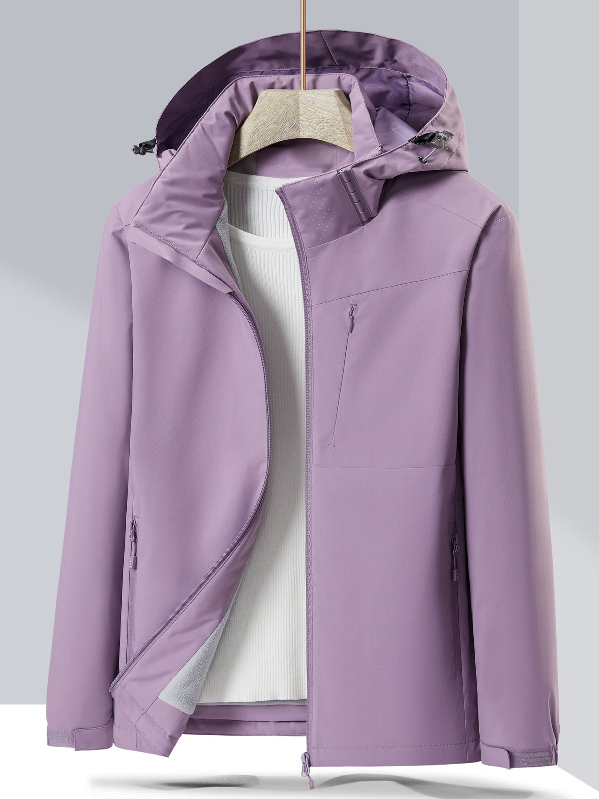 Women’s Waterproof Fleece-Lined Hooded Jacket – Practical Outdoor Layer for Everyday and Active All-Season Wear