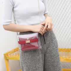 Women’s Clear PVC Crossbody Bag Set – Two-Piece Satchel Design with Detachable Chain Strap