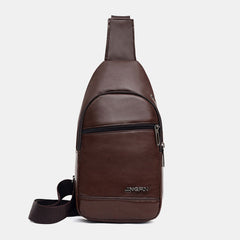 Men’s PU-Leather Sling Bag – Compact Crossbody Chest Pack with Adjustable Strap and Zip Pockets